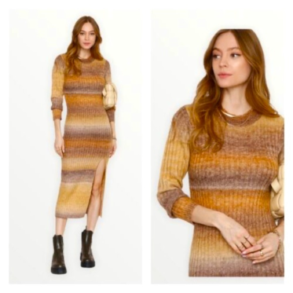 Heartloom Marina Ombre Stripe Midi Sweater Dress Size XS